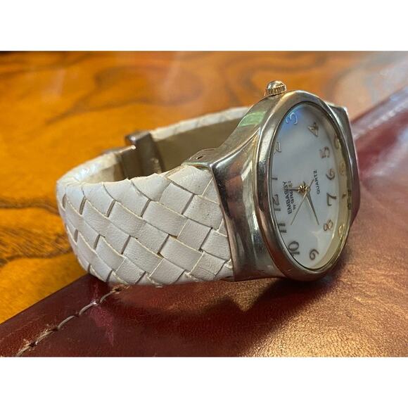 Women's Embassy by Gruen Bangle WatchSilver Tone with White Leather Wrapped Band - Picture 2 of 4